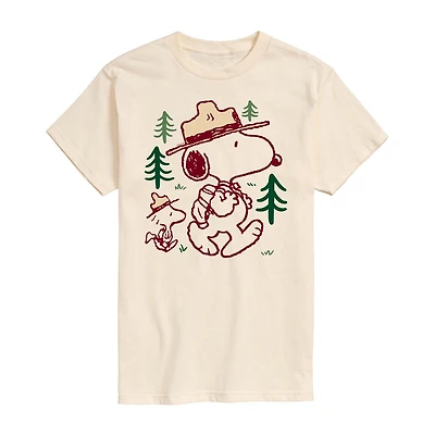 Peanuts Snoopy And Woodstock Wilderness Tee Womens Juniors Crew Neck Short Sleeve Regular Fit Graphic T-Shirt