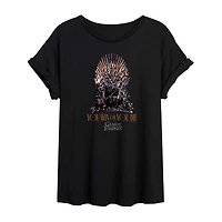 Game Of Thrones You Live Or Die Tee Womens Juniors Crew Neck Short Sleeve Oversized Graphic T-Shirt