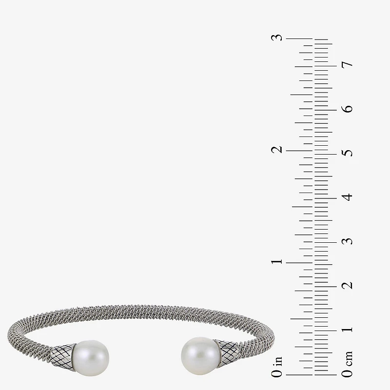 9-9.5Mm Cultured Freshwater Pearl Sterling Silver Cuff Bracelet