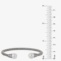 9-9.5Mm Cultured Freshwater Pearl Sterling Silver Cuff Bracelet