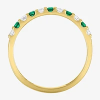 Womens Lab Created Gemstone 10K Gold Band