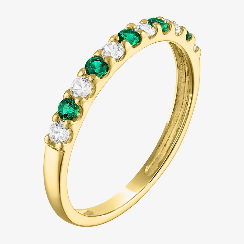 Womens Lab Created Gemstone 10K Gold Band
