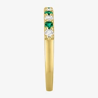 Womens Lab Created Gemstone 10K Gold Band