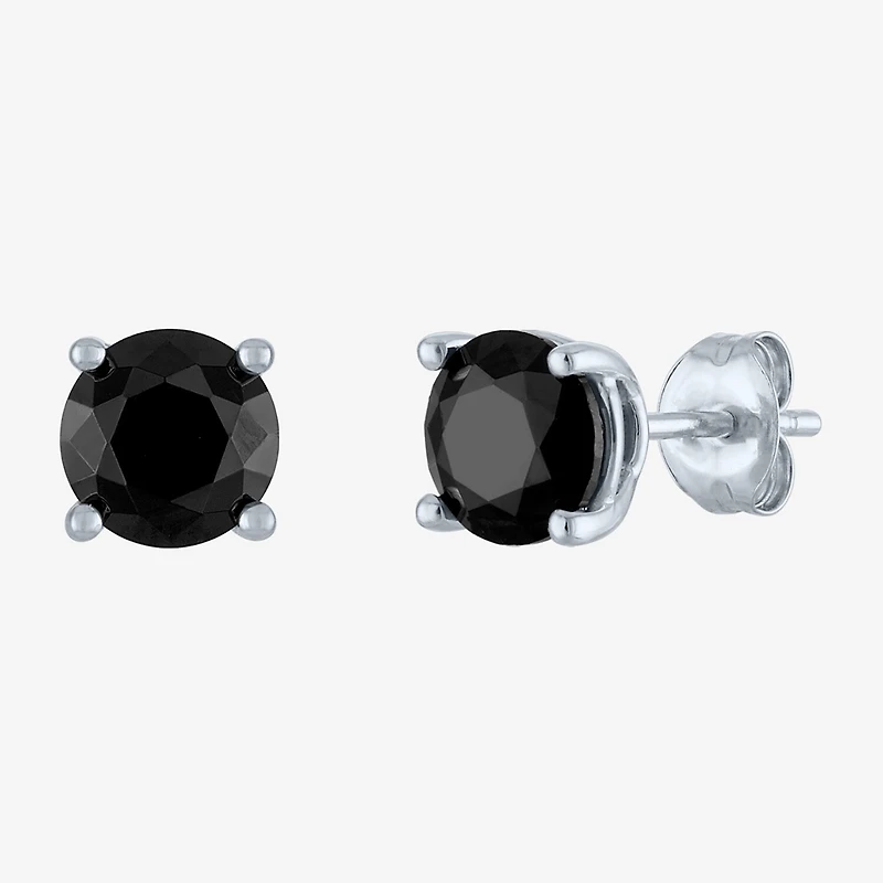2 CT. T.W. Natural Black Diamond 10K Gold 6.5mm Round Stud Earrings