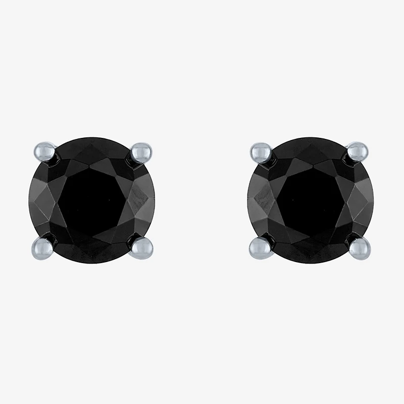 2 CT. T.W. Natural Black Diamond 10K Gold 6.5mm Round Stud Earrings