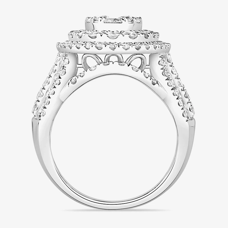 Womens 4 CT. T.W. Natural White Diamond 10K Gold Oval Halo Engagement Ring