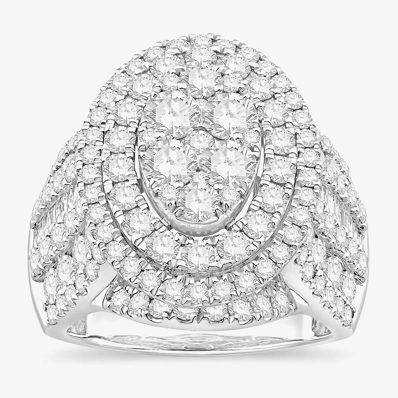 Womens 4 CT. T.W. Natural White Diamond 10K Gold Oval Halo Engagement Ring
