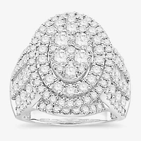 Womens 4 CT. T.W. Natural White Diamond 10K Gold Oval Halo Engagement Ring