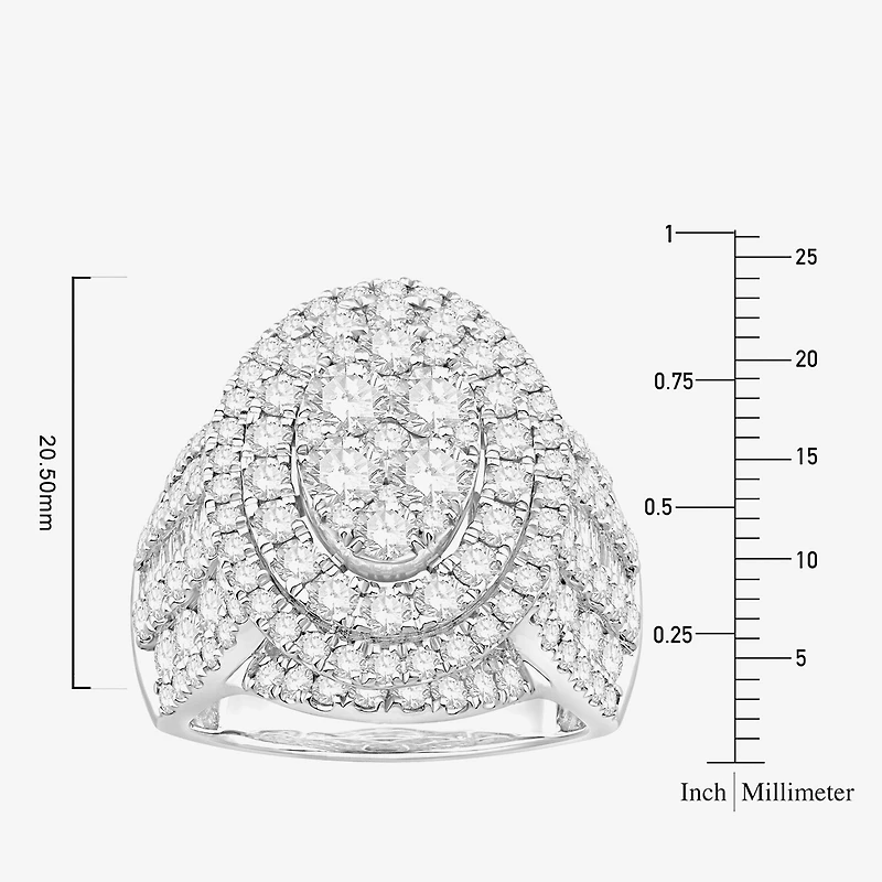 Womens 4 CT. T.W. Natural White Diamond 10K Gold Oval Halo Engagement Ring