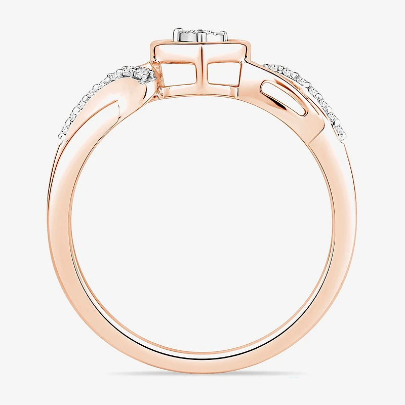 Promise My Love Womens 1/10 CT. T.W. Natural White Diamond 10K Gold Heart Ring
