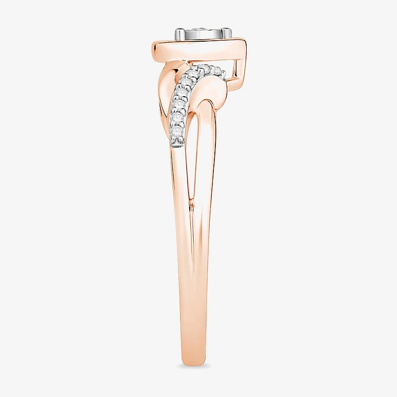 Promise My Love Womens 1/10 CT. T.W. Natural White Diamond 10K Gold Heart Ring