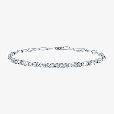 Yes, Please! (G-H / I1-I2) Womens Diamond Accent Lab Grown White Diamond Sterling Silver 18 Inch Tennis Bracelet