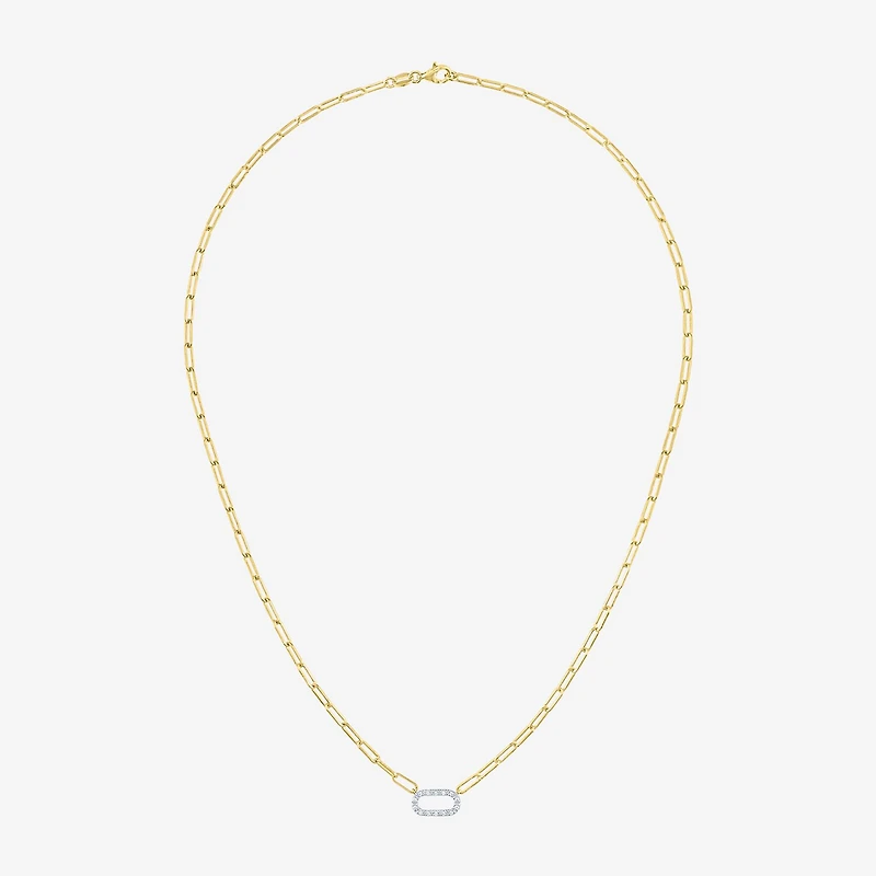 Yes, Please! (G-H / I1-12) Womens Diamond Accent Lab Grown White Diamond 14K Gold Over Silver Paperclip 18 Inch Pendant Necklace