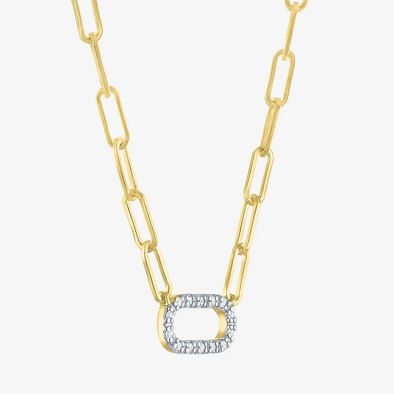Yes, Please! (G-H / I1-12) Womens Diamond Accent Lab Grown White Diamond 14K Gold Over Silver Paperclip 18 Inch Pendant Necklace