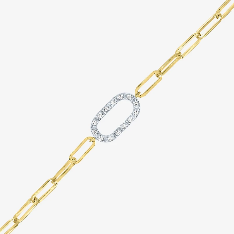 Yes, Please! (G-H / I1-I2) Womens Lab Grown Diamond 14K Gold Over Silver 18 Inch Paperclip Chain Bracelet