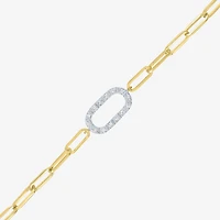 Yes, Please! (G-H / I1-I2) Womens Lab Grown Diamond 14K Gold Over Silver 18 Inch Paperclip Chain Bracelet