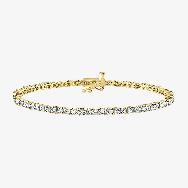 (G-H / I1-I2) Womens 1/2 CT. T.W. Lab Grown White Diamond 14K Gold Over Silver Sterling 7.25 Inch Tennis Bracelet