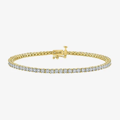 (G-H / I1-I2) Womens 1/2 CT. T.W. Lab Grown White Diamond 14K Gold Over Silver Sterling 7.25 Inch Tennis Bracelet