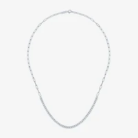 (G-H / I1-I2) Womens White Diamond Sterling Silver 13 Inch Tennis Necklace