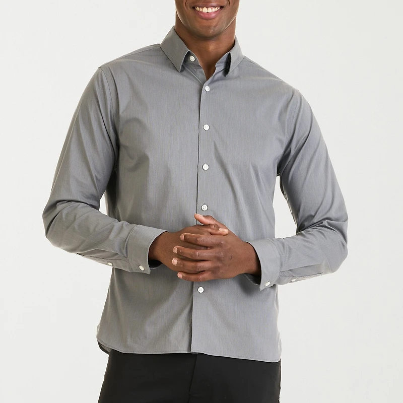 Van Heusen Everyday Defense Stain Shield Mens Long Sleeve Slim Fit Stretch Fabric Button-Down Shirt