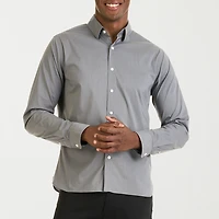 Van Heusen Everyday Defense Stain Shield Mens Long Sleeve Slim Fit Stretch Fabric Button-Down Shirt