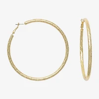 Bold Elements Diamond-Cut 79.1mm Womens 79.1mm Hoop Earrings