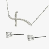 Sparkle Allure Womens Cubic Zirconia Pure Silver Over Brass Cross -pc. Jewelry Set