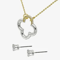Sparkle Allure Womens Cubic Zirconia 14K Gold Over Brass Pure Silver Over Brass Clover 2-pc. Jewelry Set