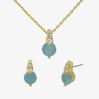 Sparkle Allure Womens Cubic Zirconia 14K Gold Over Brass Round 2-pc. Jewelry Set