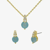 Sparkle Allure Womens Cubic Zirconia 14K Gold Over Brass Round 2-pc. Jewelry Set