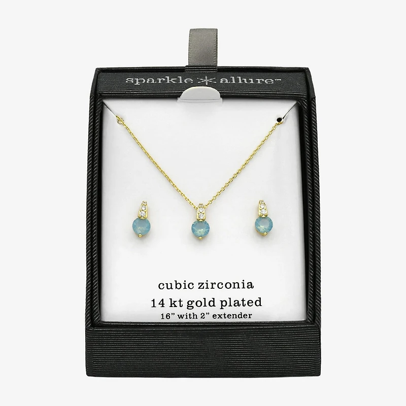 Sparkle Allure Womens Cubic Zirconia 14K Gold Over Brass Round 2-pc. Jewelry Set
