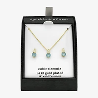 Sparkle Allure Womens Cubic Zirconia 14K Gold Over Brass Round 2-pc. Jewelry Set