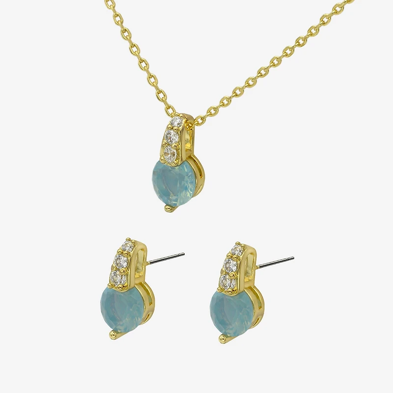 Sparkle Allure Womens Cubic Zirconia 14K Gold Over Brass Round 2-pc. Jewelry Set