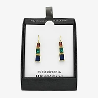 Sparkle Allure Womens Multi Color Cubic Zirconia 14K Gold Over Brass Drop Earrings