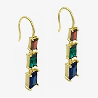 Sparkle Allure Womens Multi Color Cubic Zirconia 14K Gold Over Brass Drop Earrings