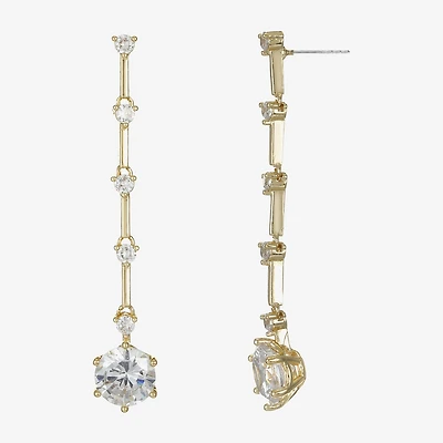 Sparkle Allure Womens Cubic Zirconia 14K Gold Over Brass Round Drop Earrings