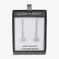 Sparkle Allure Womens Cubic Zirconia 14K Gold Over Brass Round Drop Earrings