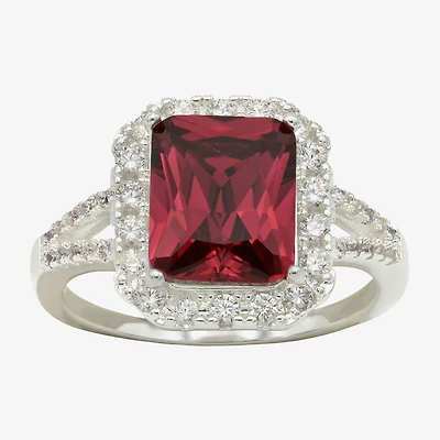 Sparkle Allure Womens Crystal Pure Silver Over Brass Halo Cocktail Ring