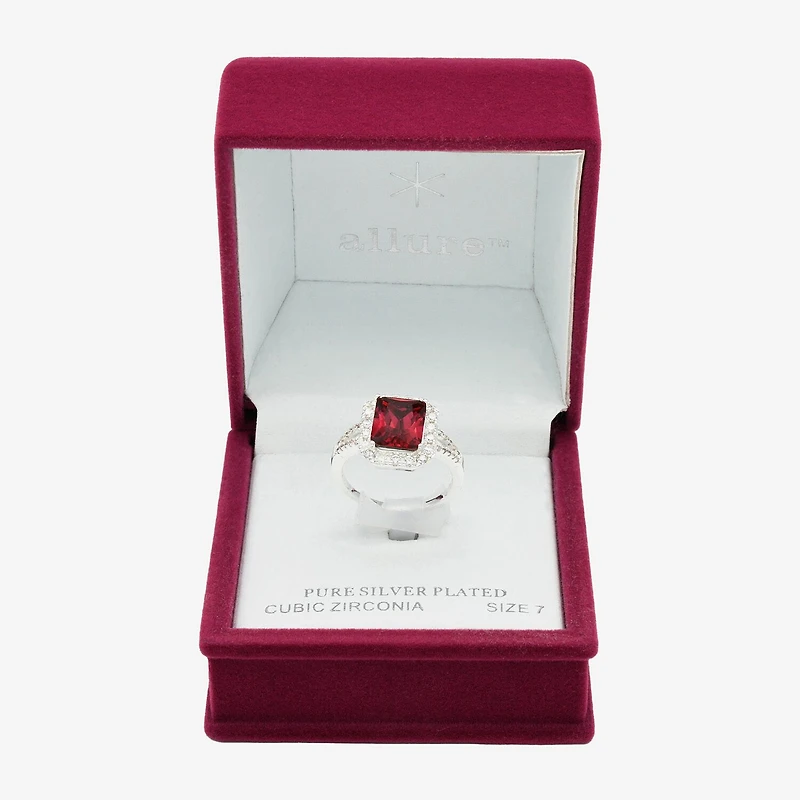 Sparkle Allure Womens Crystal Pure Silver Over Brass Halo Cocktail Ring