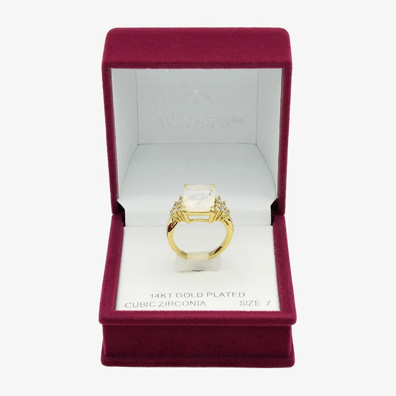 Sparkle Allure Womens Champagne Crystal 14K Gold Over Brass Cocktail Ring