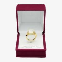 Sparkle Allure Womens Champagne Crystal 14K Gold Over Brass Cocktail Ring