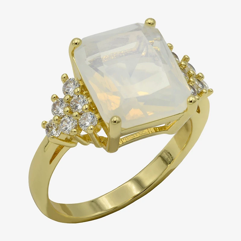 Sparkle Allure Womens Champagne Crystal 14K Gold Over Brass Cocktail Ring
