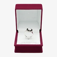 Sparkle Allure Womens Cubic Zirconia Pure Silver Over Brass Flower Cocktail Ring
