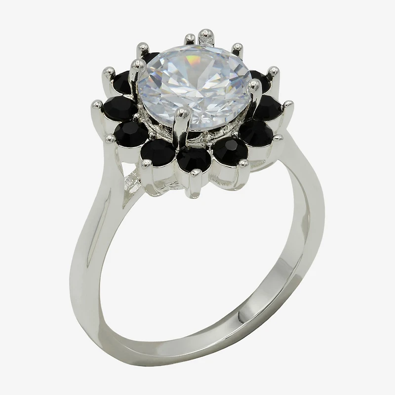 Sparkle Allure Womens Cubic Zirconia Pure Silver Over Brass Flower Cocktail Ring