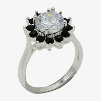 Sparkle Allure Womens Cubic Zirconia Pure Silver Over Brass Flower Cocktail Ring