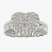 Sparkle Allure Womens Cubic Zirconia Pure Silver Over Brass Heart Cocktail Ring