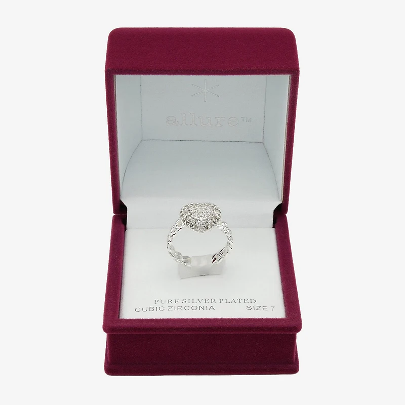 Sparkle Allure Womens Cubic Zirconia Pure Silver Over Brass Heart Cocktail Ring