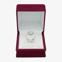 Sparkle Allure Womens Cubic Zirconia Pure Silver Over Brass Heart Cocktail Ring