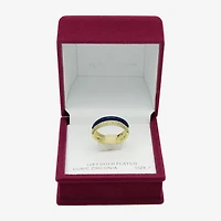 Sparkle Allure Faux Stacked Blue Enamel Womens 6MM Cubic Zirconia 14K Gold Over Brass Band