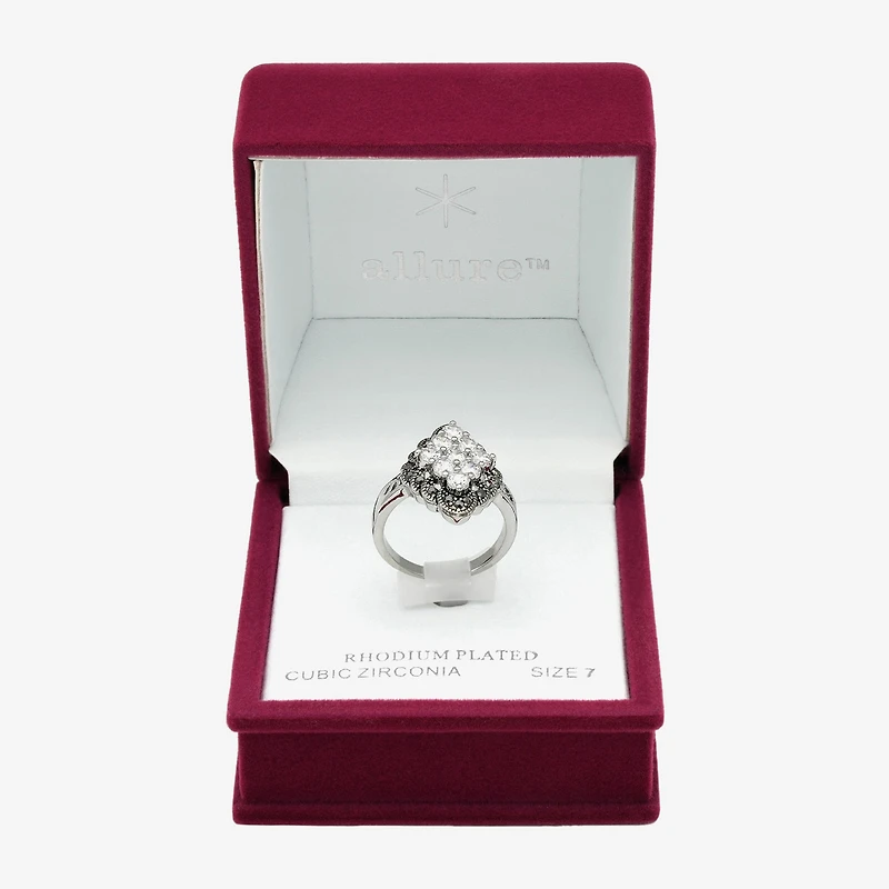 Sparkle Allure Womens Cubic Zirconia Pure Silver Over Brass Cocktail Ring